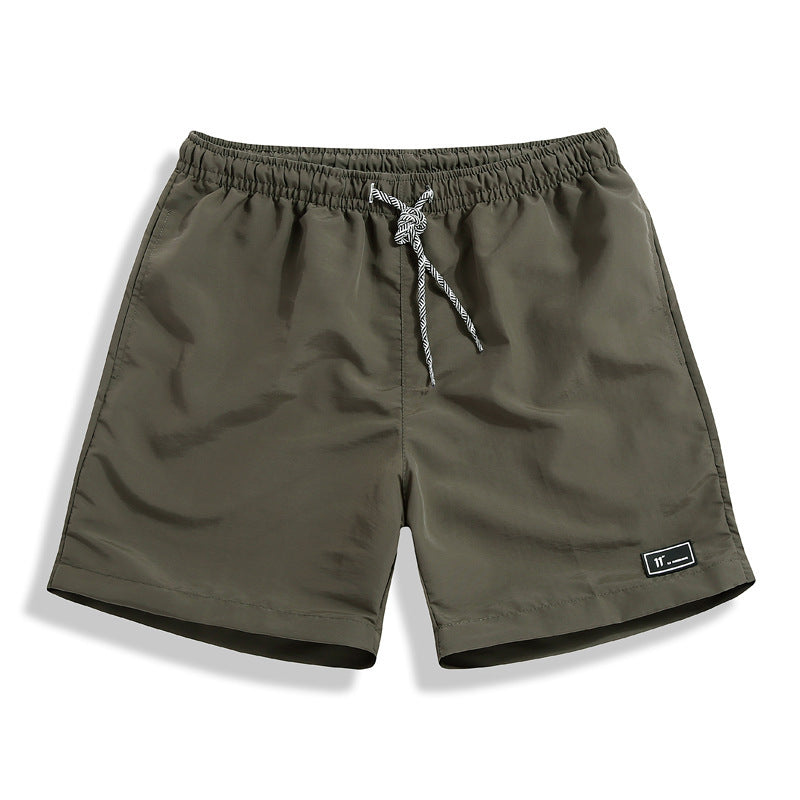 Pantalones cortos casuales de 5 puntos de secado rápido y correa para la cintura para hombres