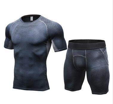 Conjunto de camiseta y pantalón corto de compresión muscular para hombre