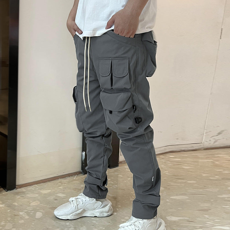 Men's Fashion Brand Wide Leg Multi Pocket Sports Pants Velcro - My Online Fitness Club Shop