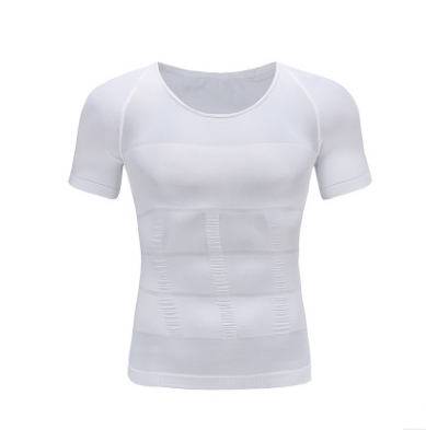 Camiseta de compresión de pecho masculino Fitness Hero Belly Buster Slimming