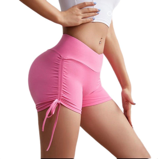 Pantalones cortos de yoga con cordón para mujer