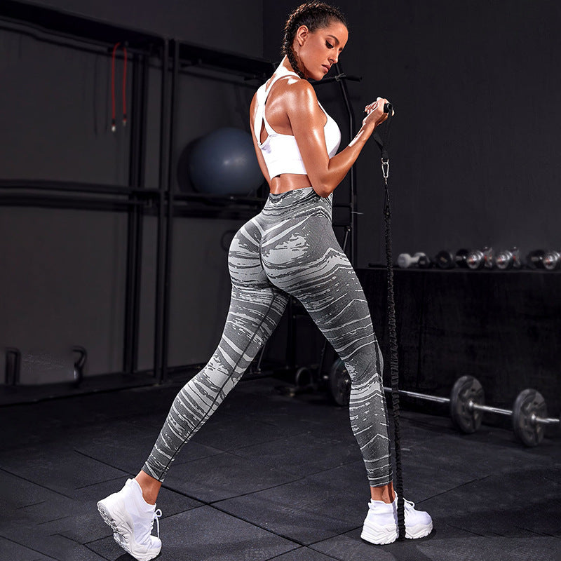 Pantalones de yoga deportivos para correr con levantamiento de cadera y cintura alta