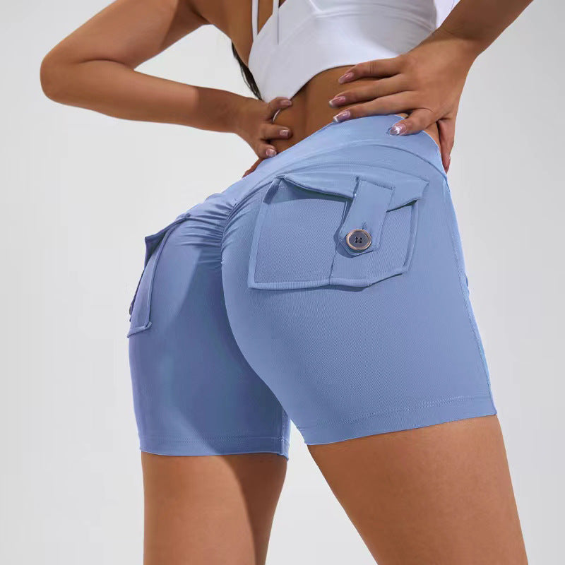 High Waist Hip Lifting Shorts With Pockets Quick Dry Yoga Fitness Sports Pants Summer Women Clothes - My Online Fitness Club Shop