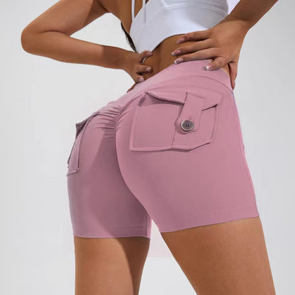 High Waist Hip Lifting Shorts With Pockets Quick Dry Yoga Fitness Sports Pants Summer Women Clothes - My Online Fitness Club Shop